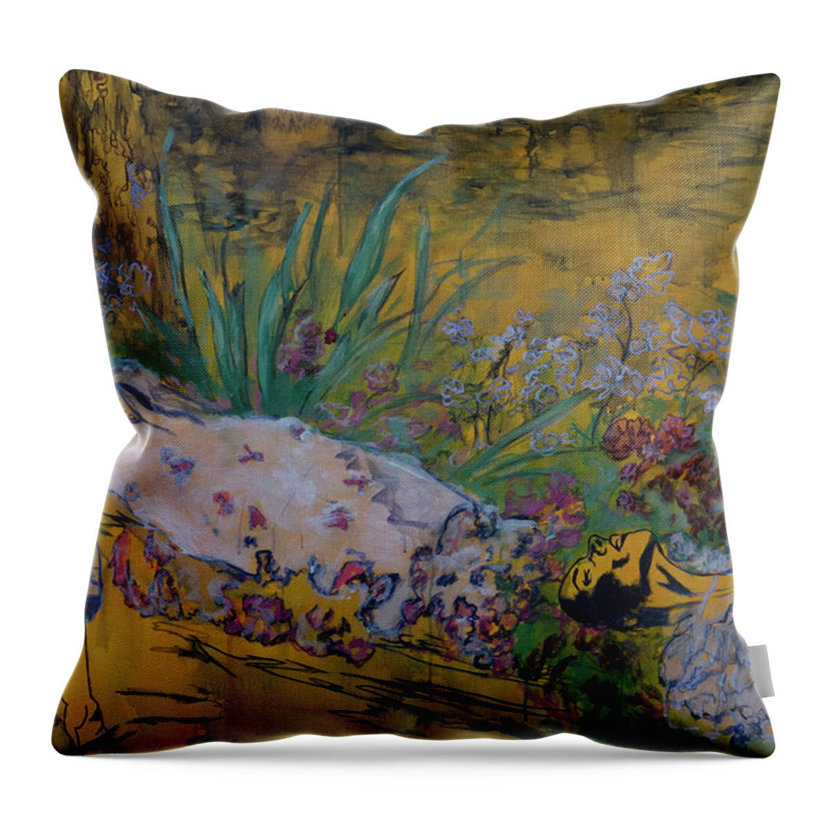 Girls Throw Pillow featuring the painting Ophelia by Cecilie Rose