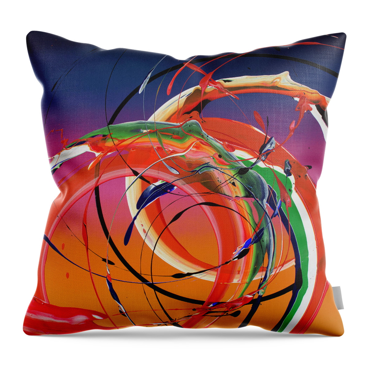 Abstract Painting Throw Pillow featuring the painting Orange and Blue by Richard Day