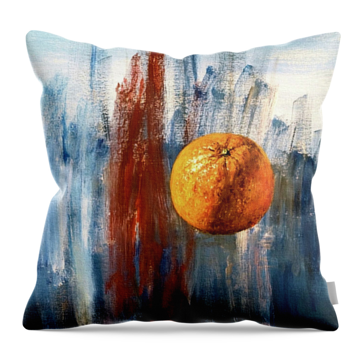 Orange Throw Pillow featuring the painting Orange by Arturas Slapsys