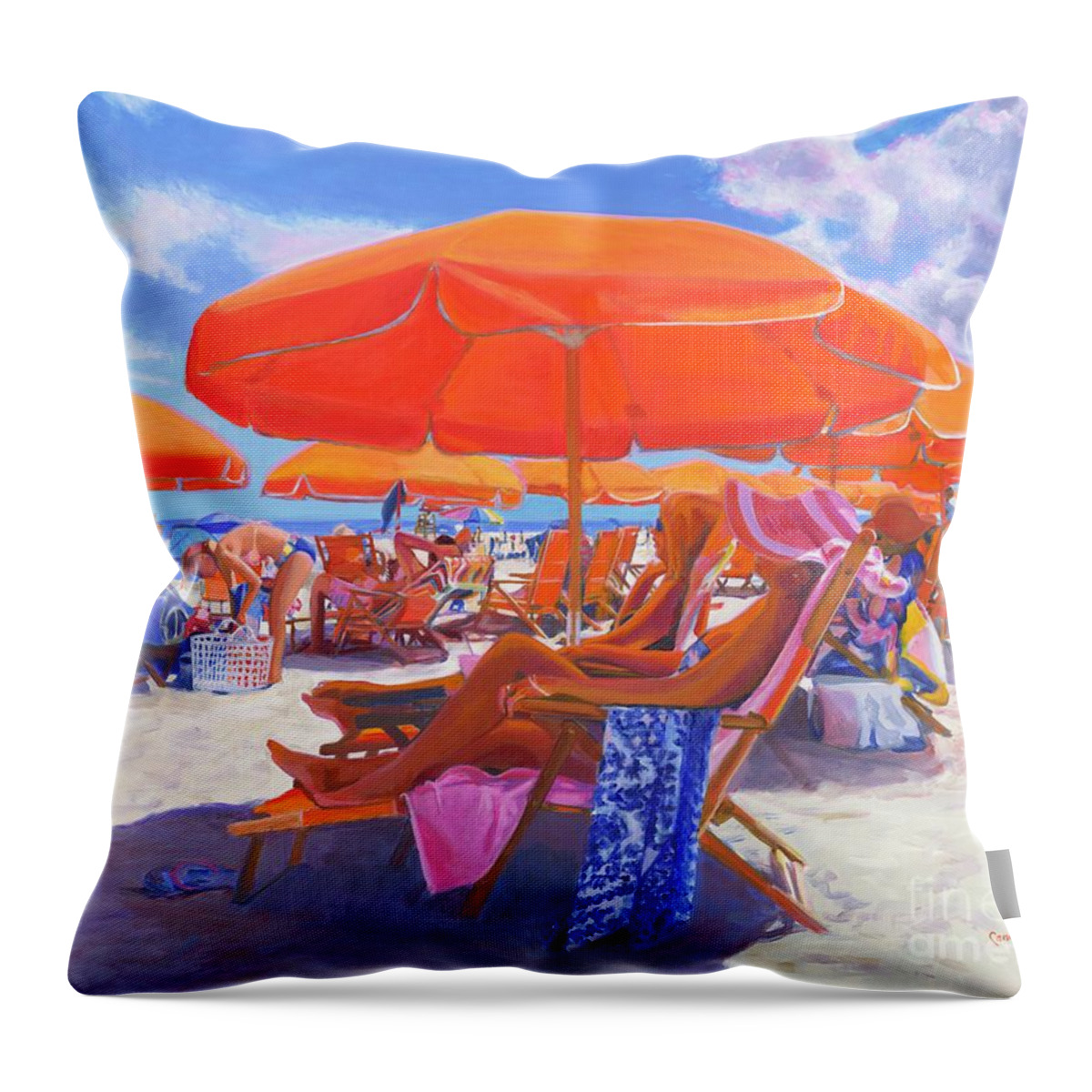Orange Chill Throw Pillow featuring the painting Orange Chill by Candace Lovely