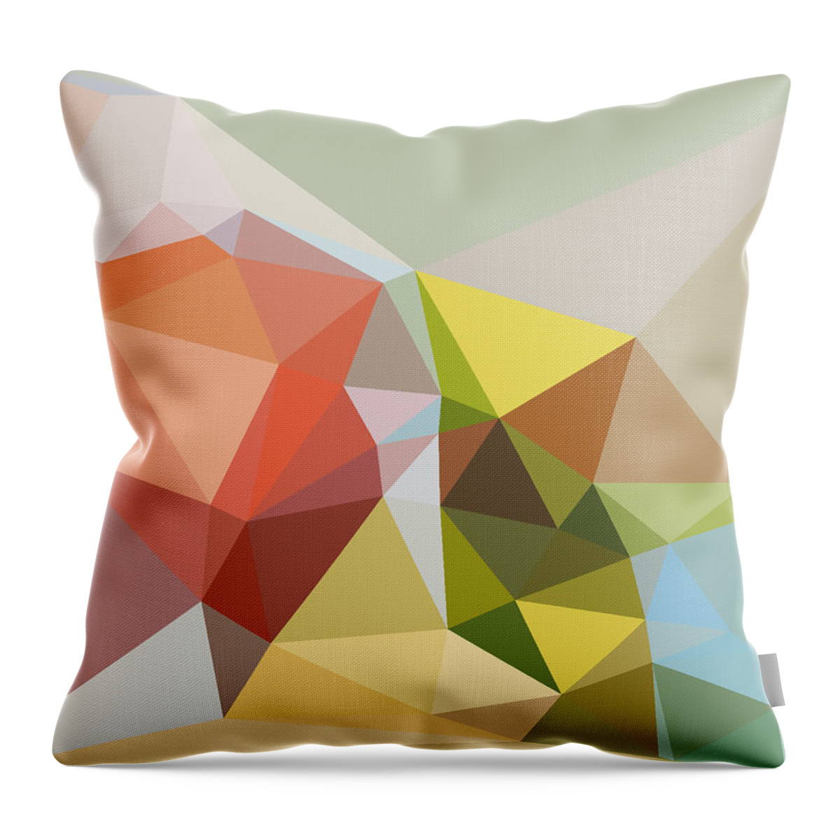 Orange Throw Pillow featuring the digital art Orange Fruit - Triangulation by Themayart
