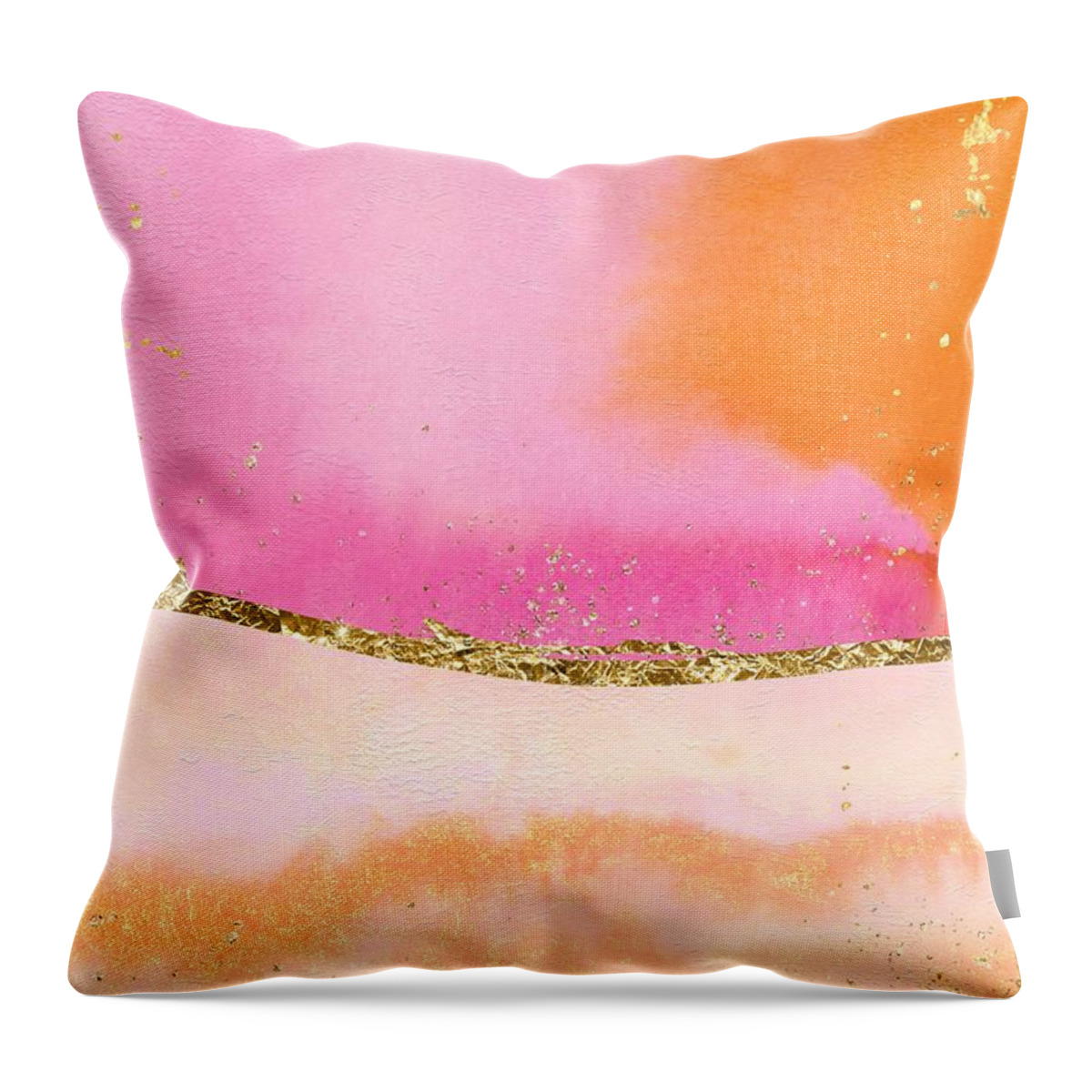 Orange Throw Pillow featuring the painting Orange, Gold And Pink by Modern Art