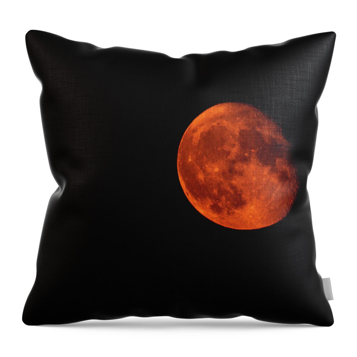 Waning Gibbous Phase Throw Pillow featuring the photograph Orange Moon by Denise Kopko