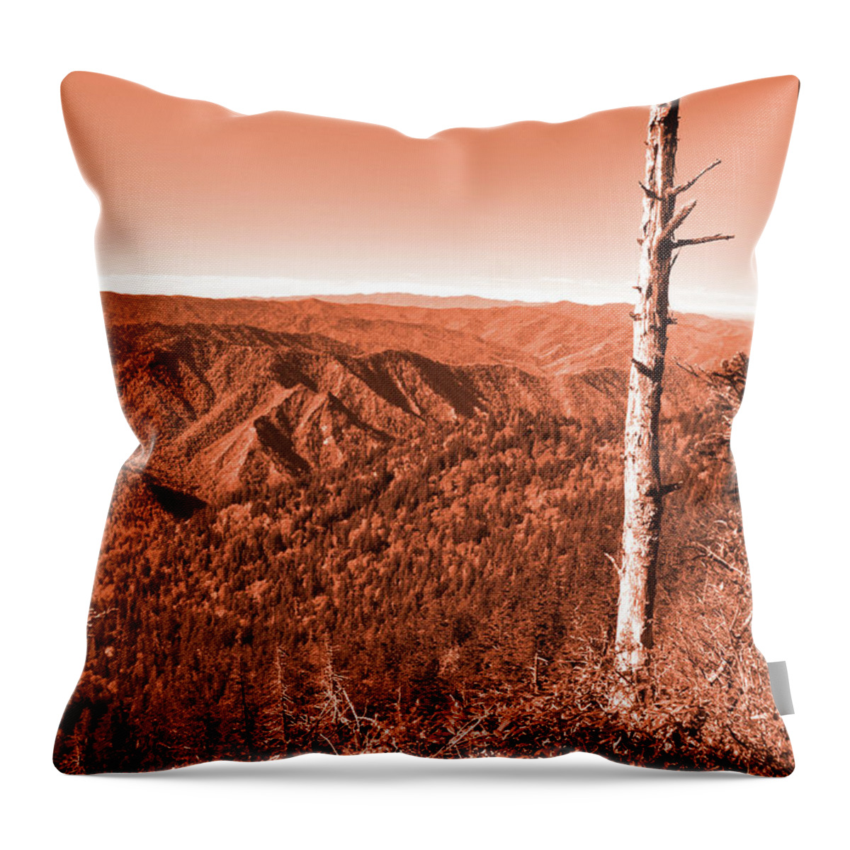 Mount Leconte Throw Pillow featuring the digital art Orange Mountain Landscape by Phil Perkins