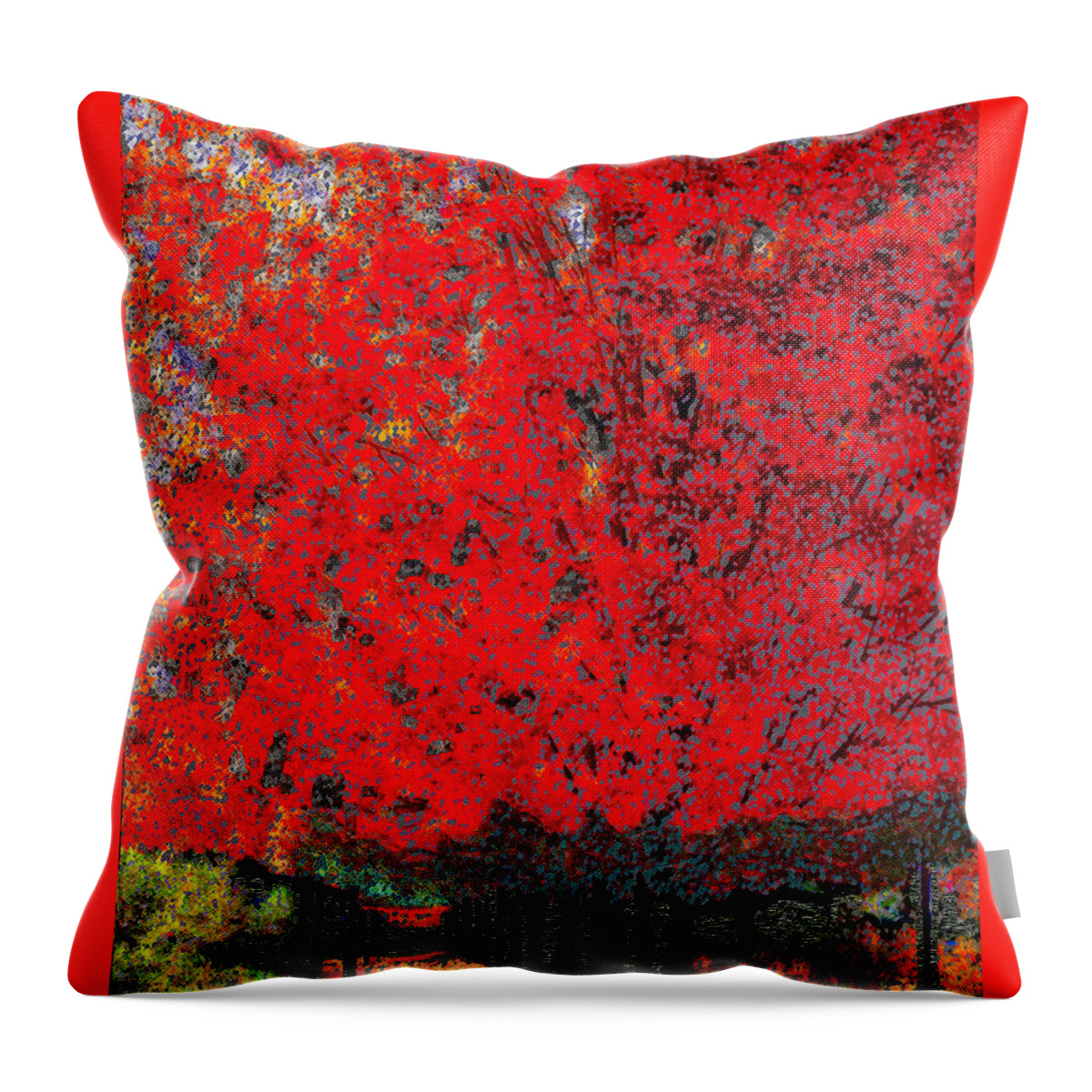 Asheville Throw Pillow featuring the digital art Orange Mountain Tree by Rod Whyte