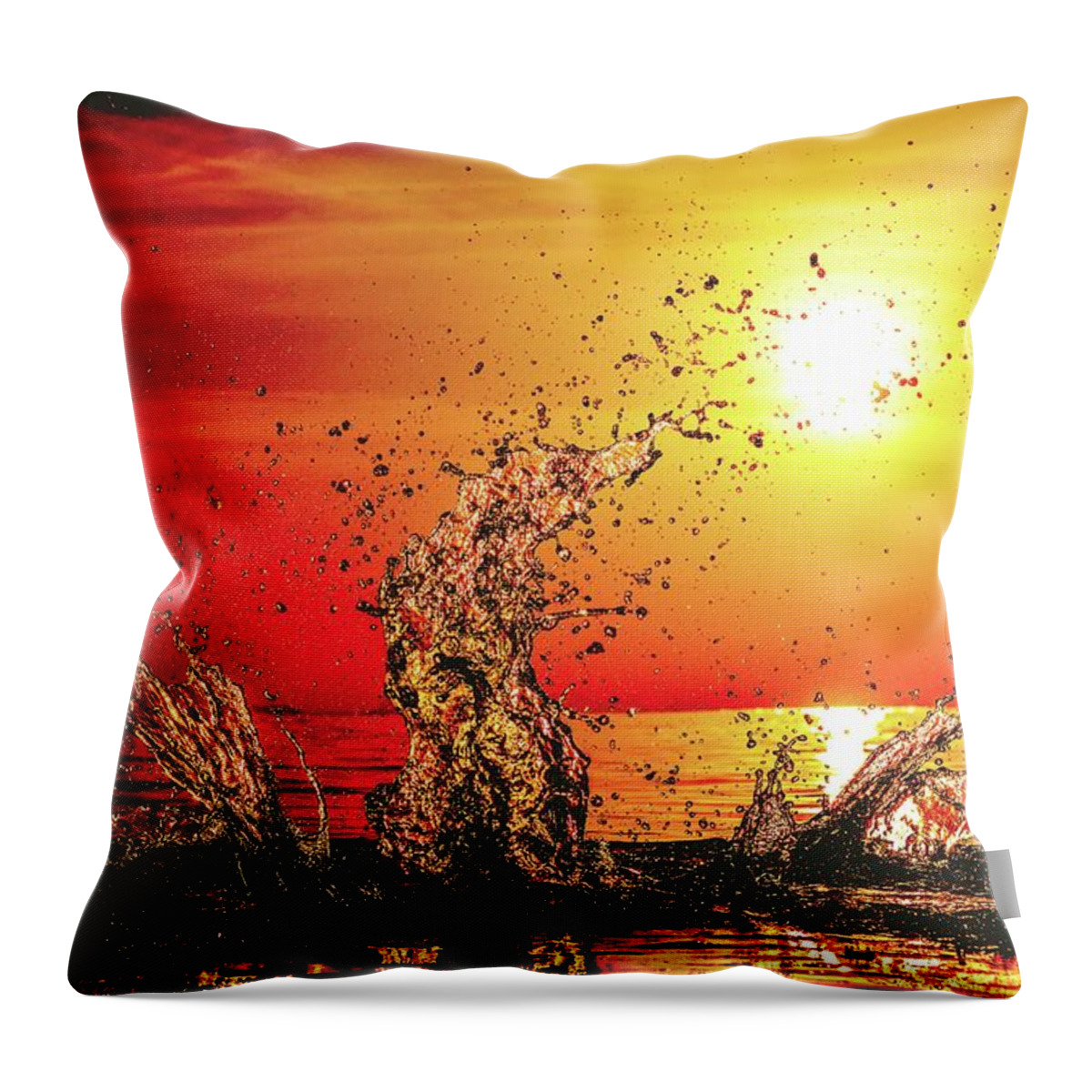 Water Throw Pillow featuring the photograph Orange splash by Josu Ozkaritz