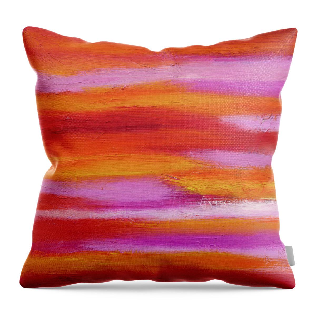 Orange Throw Pillow featuring the painting Orange Waves by Maria Meester
