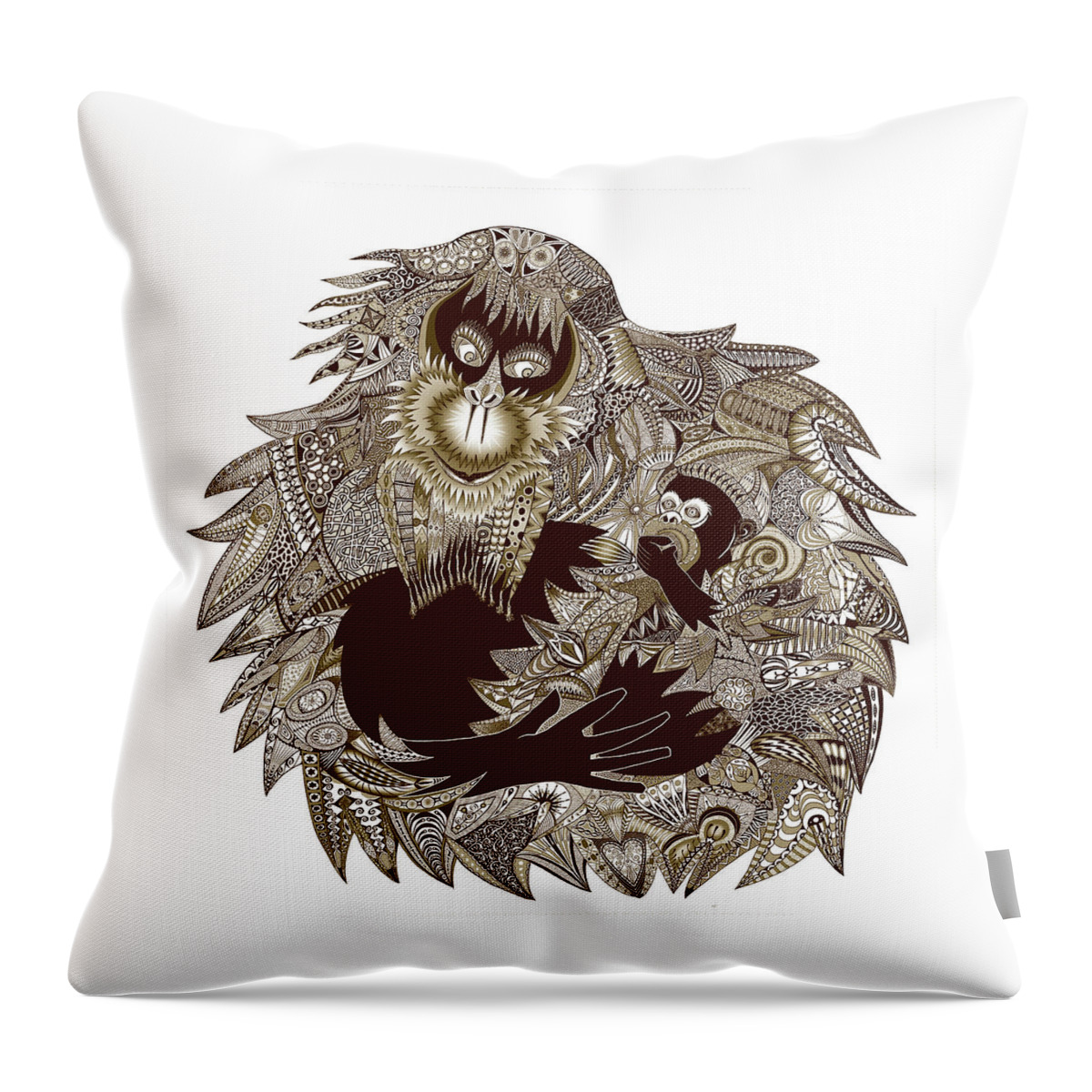 Orangutan Throw Pillow featuring the digital art Orangutan Mama by Hone Williams