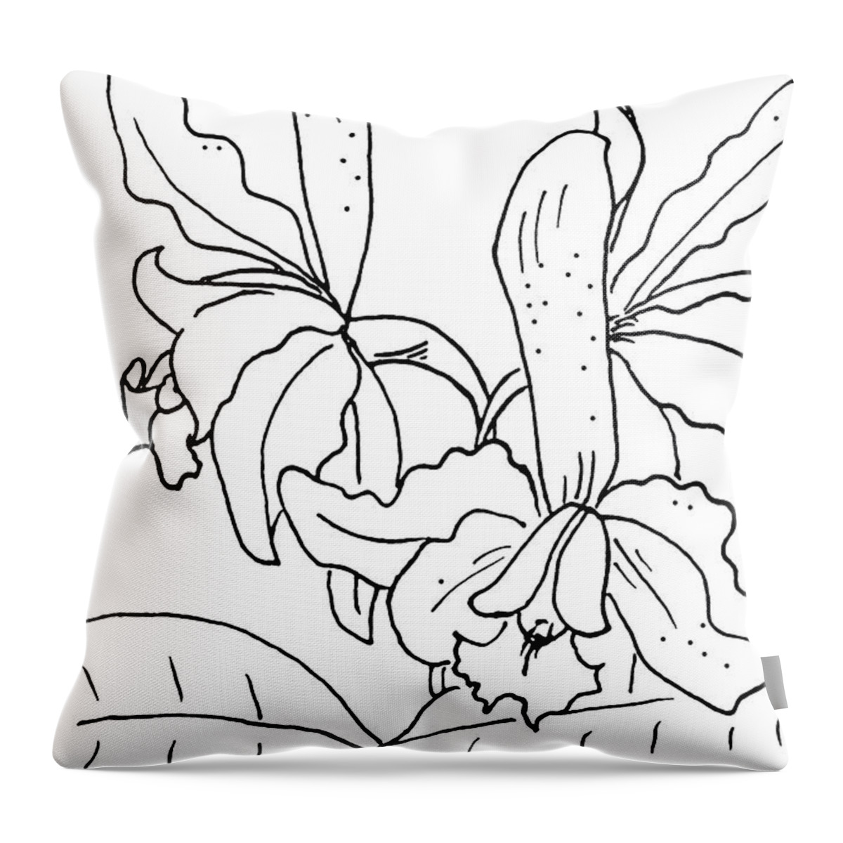 Orchid Throw Pillow featuring the drawing Orchid 4 by Masha Batkova