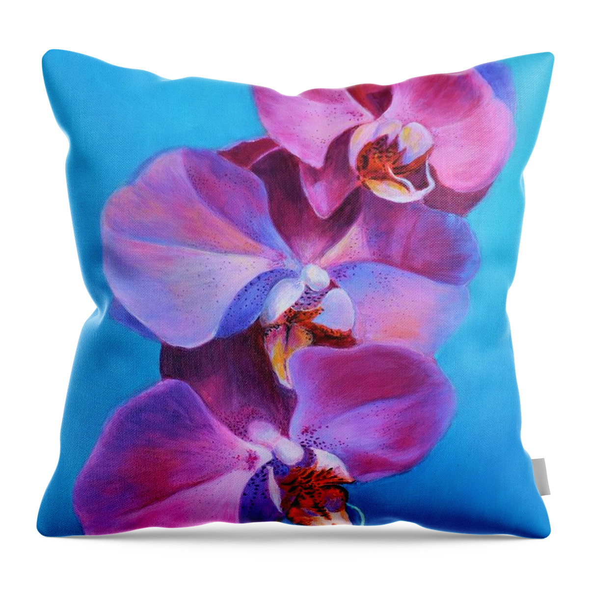 Orchids Throw Pillow featuring the painting Orchid Love by Vina Yang
