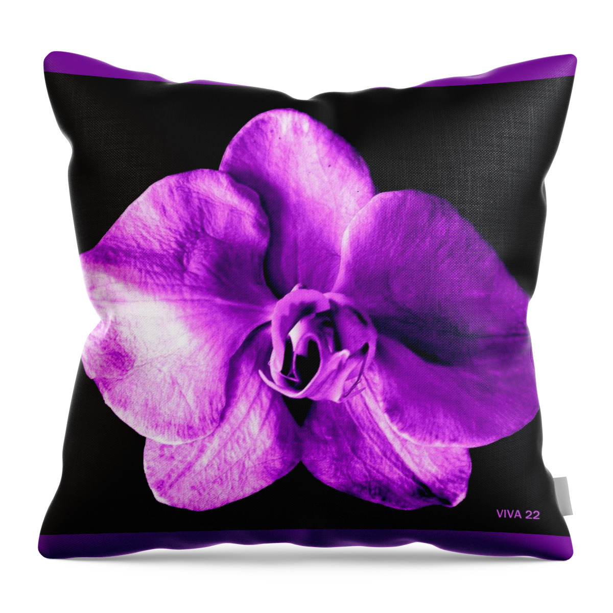 Orchid Throw Pillow featuring the photograph Orchid - The Queen-Purple by VIVA Anderson