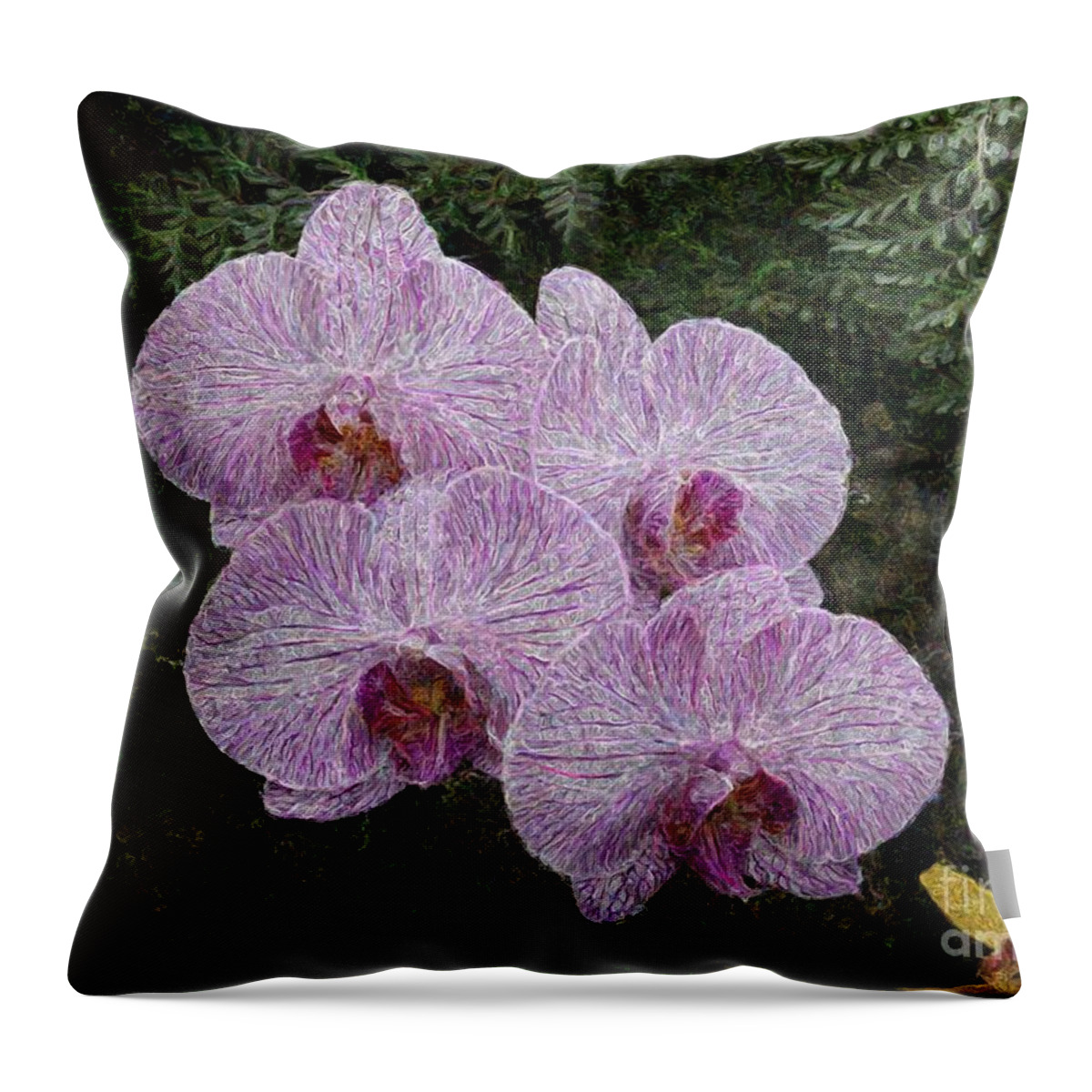 Digital Art Throw Pillow featuring the photograph Orchids 1 by Jean Bernard Roussilhe