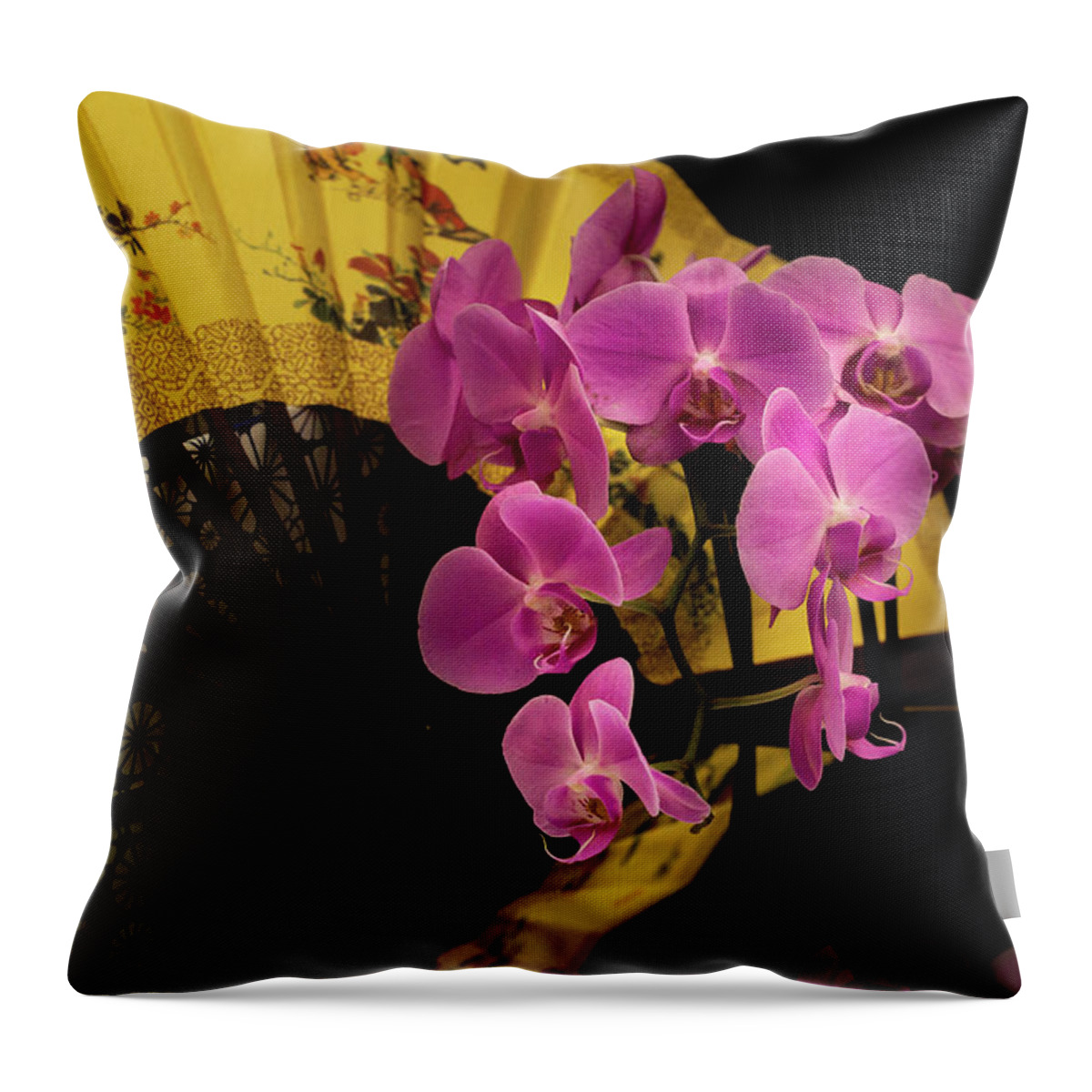 Bloom Throw Pillow featuring the photograph Orchids and Reflections 4 by Dimitry Papkov