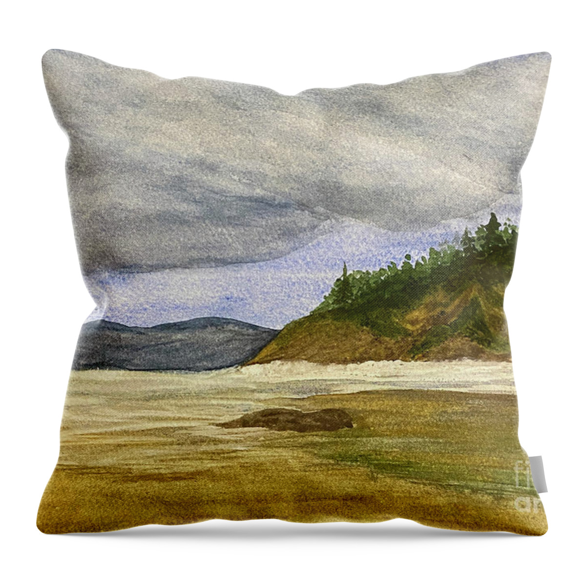 Oregon Coast Throw Pillow featuring the painting Oregon Coast by Lisa Neuman