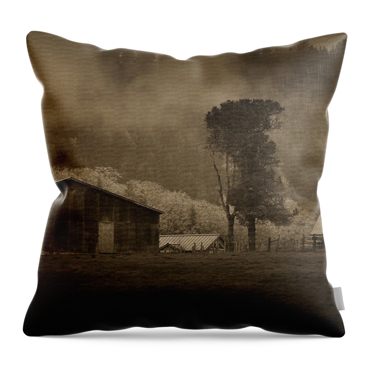 Barn Throw Pillow featuring the digital art Oregon Farm by Kirt Tisdale
