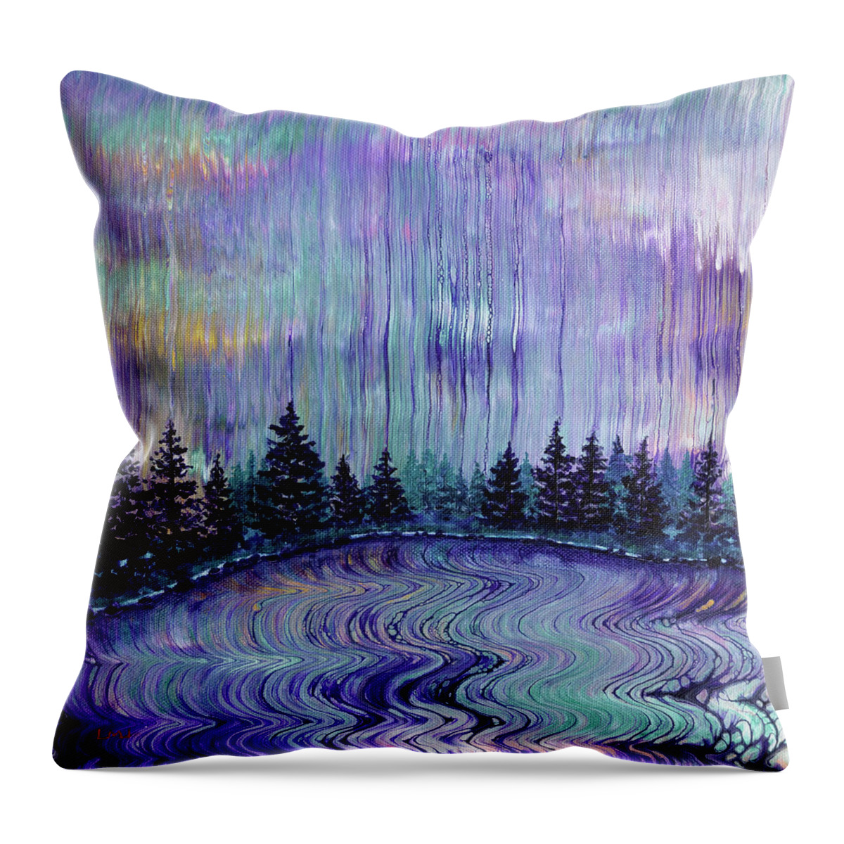 Oregon Throw Pillow featuring the painting Oregon Purple Rain by Laura Iverson