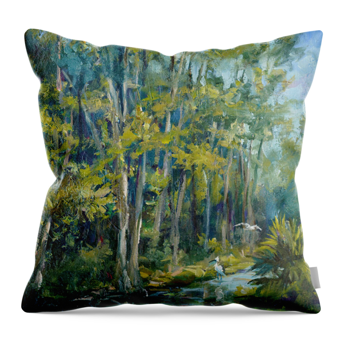 Orlando Wetlands Throw Pillow featuring the painting Orlando Wetlands by Laurie Snow Hein