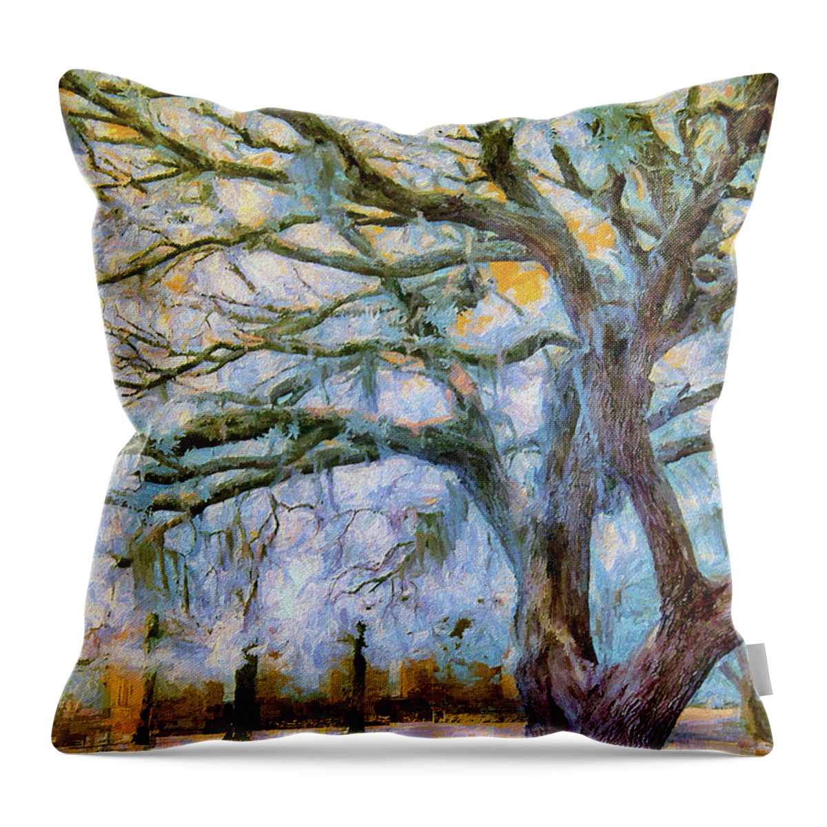 North Carolina Throw Pillow featuring the photograph Ornamental Shade Tree ap by Dan Carmichael