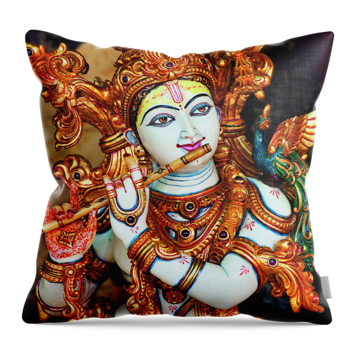 Lord Throw Pillow featuring the photograph Ornate Krishna by Tim Gainey