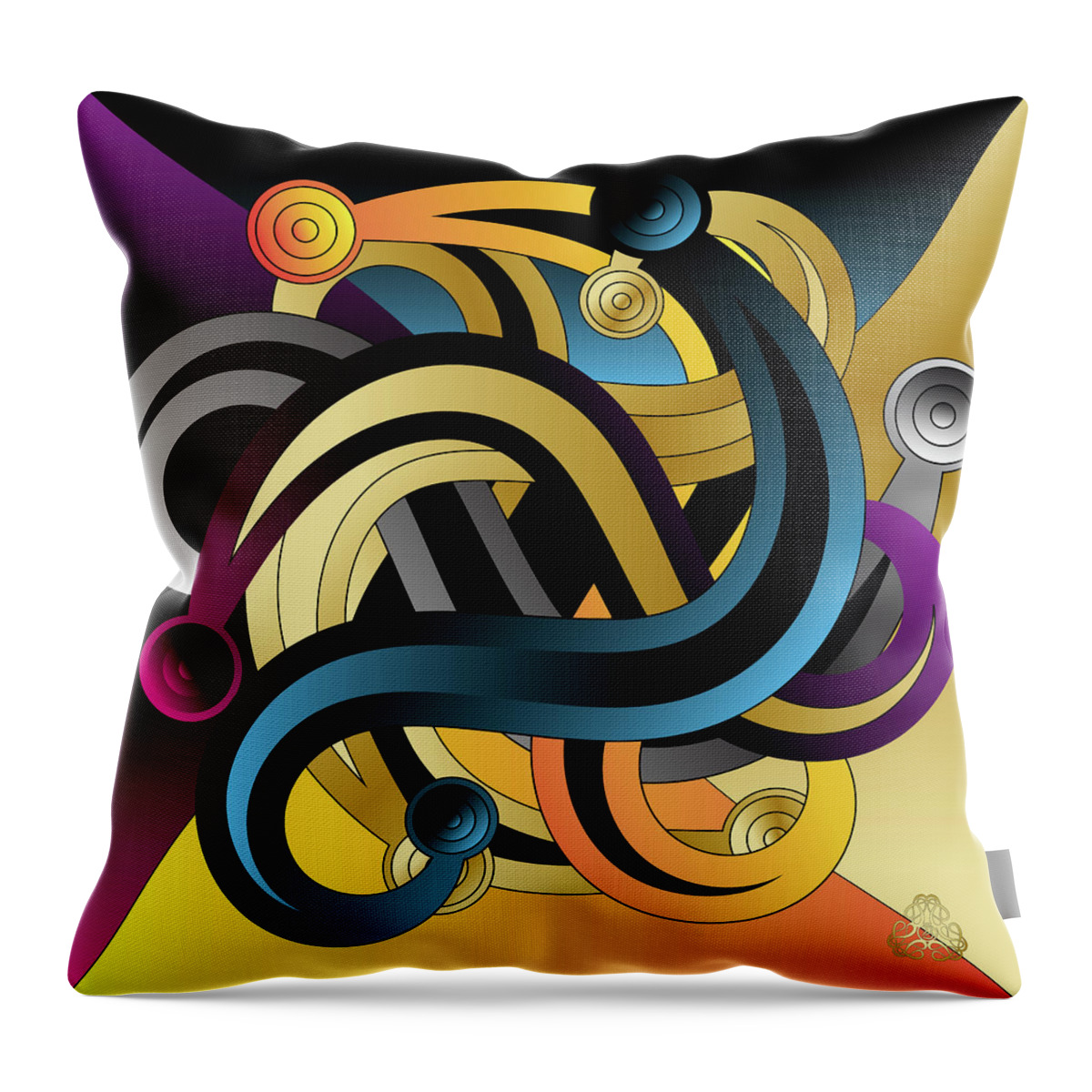 Graphic Abstract Throw Pillow featuring the digital art Ornativo Vero Circulus No 4149 by Alan Bennington