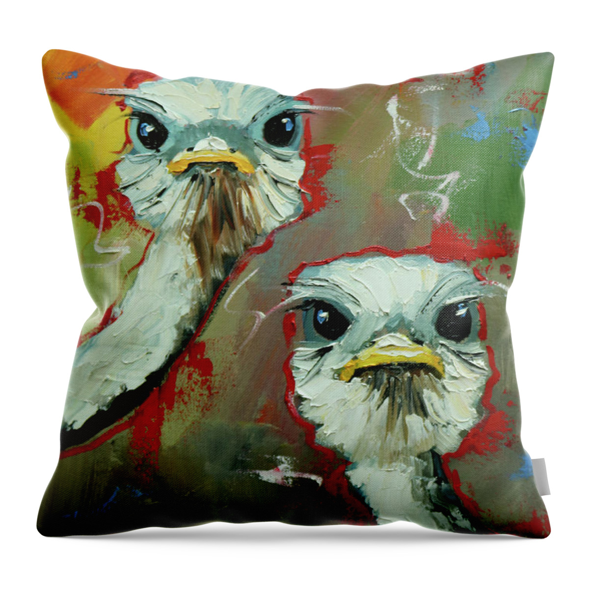 Ostrich Throw Pillow featuring the painting Ostrich 6 by Rosilyn Young