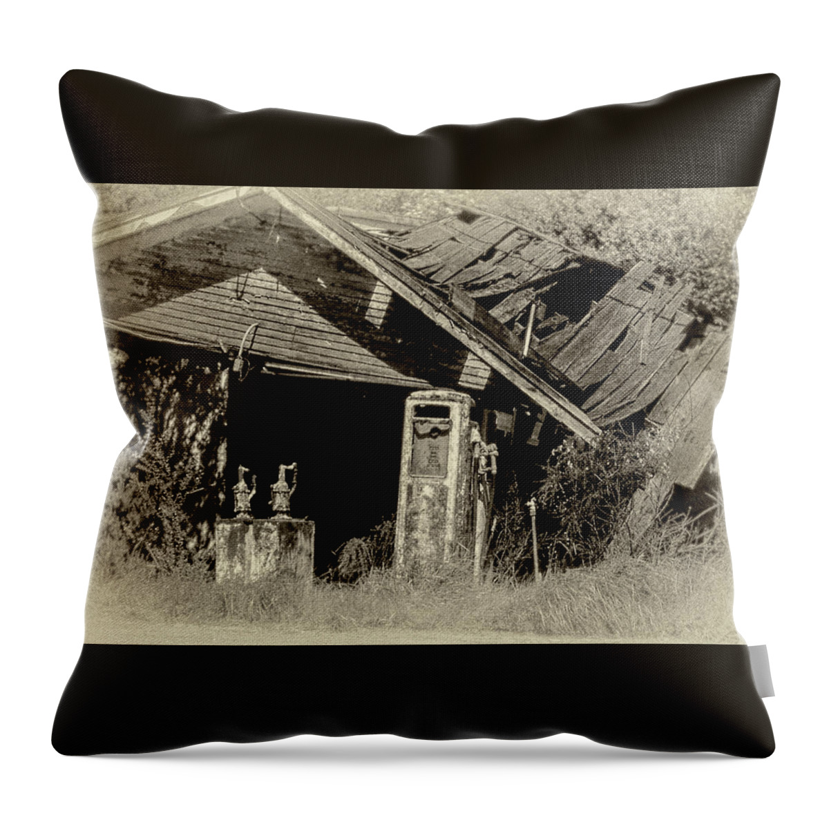 Betty Depee Throw Pillow featuring the photograph Out of Gas by Betty Depee