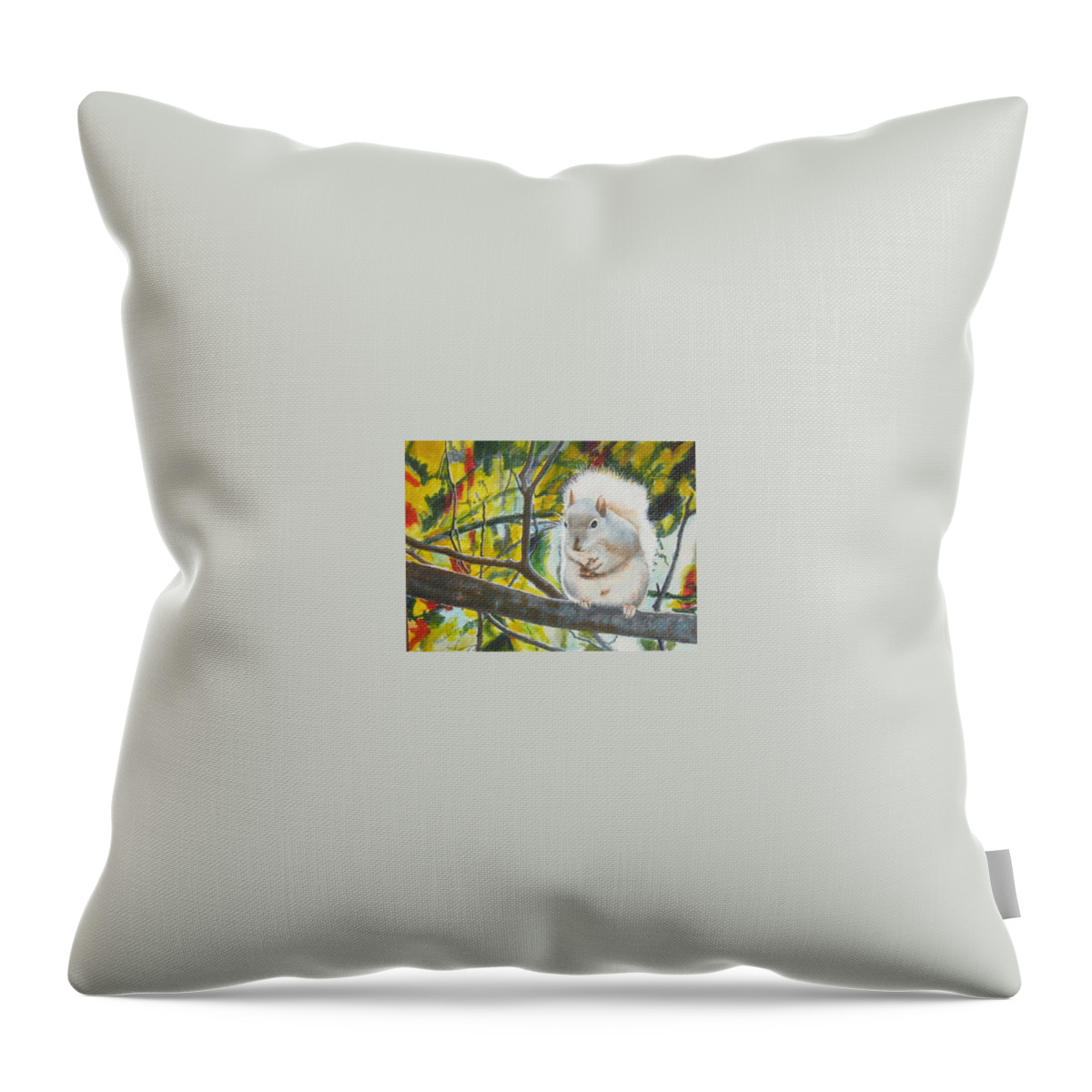 Animal Throw Pillow featuring the painting Out on a limb by Bobby Walters
