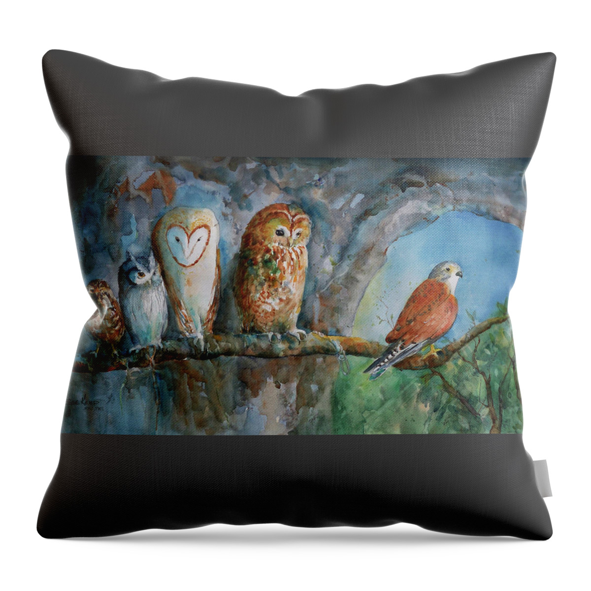 Birds Throw Pillow featuring the painting Out on a Limb by Sue Kemp