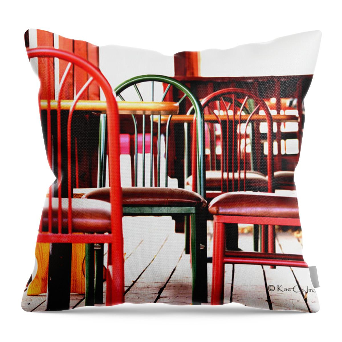 Chairs Throw Pillow featuring the photograph Outdoor Restaurant Seating by Kae Cheatham