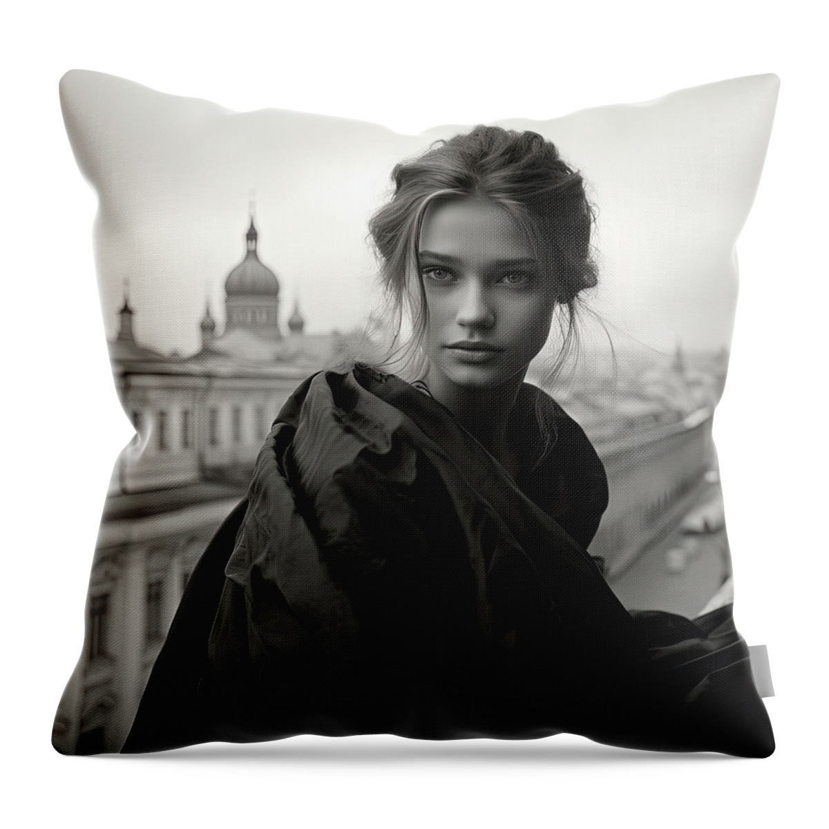 Moscow Throw Pillow featuring the photograph Over the roofs of Moscow by My Head Cinema