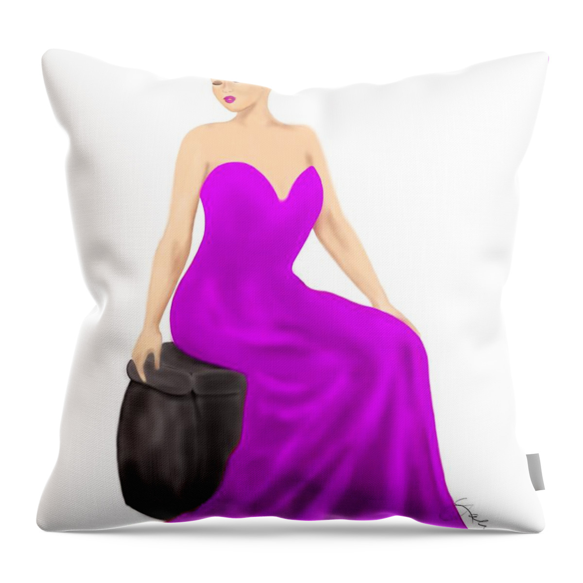 Cancer Awareness Throw Pillow featuring the digital art Overcomer in Pink by Yolanda Holmon