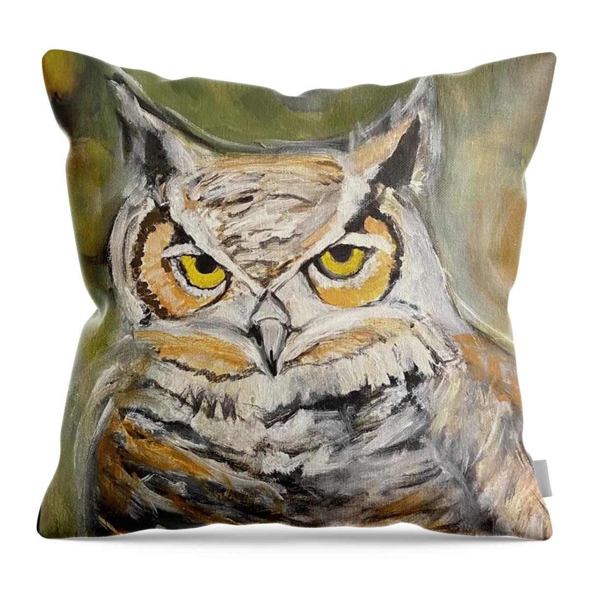 Owl Throw Pillow featuring the painting Owl To You by Denice Palanuk Wilson