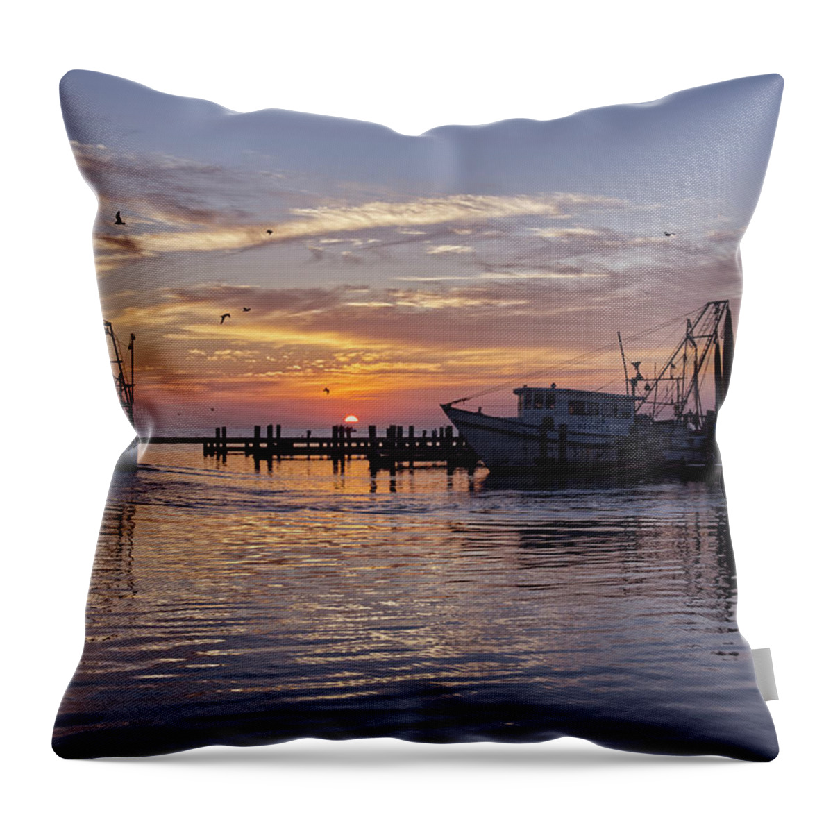 Oyster Throw Pillow featuring the photograph Oyster Boat by Ty Husak