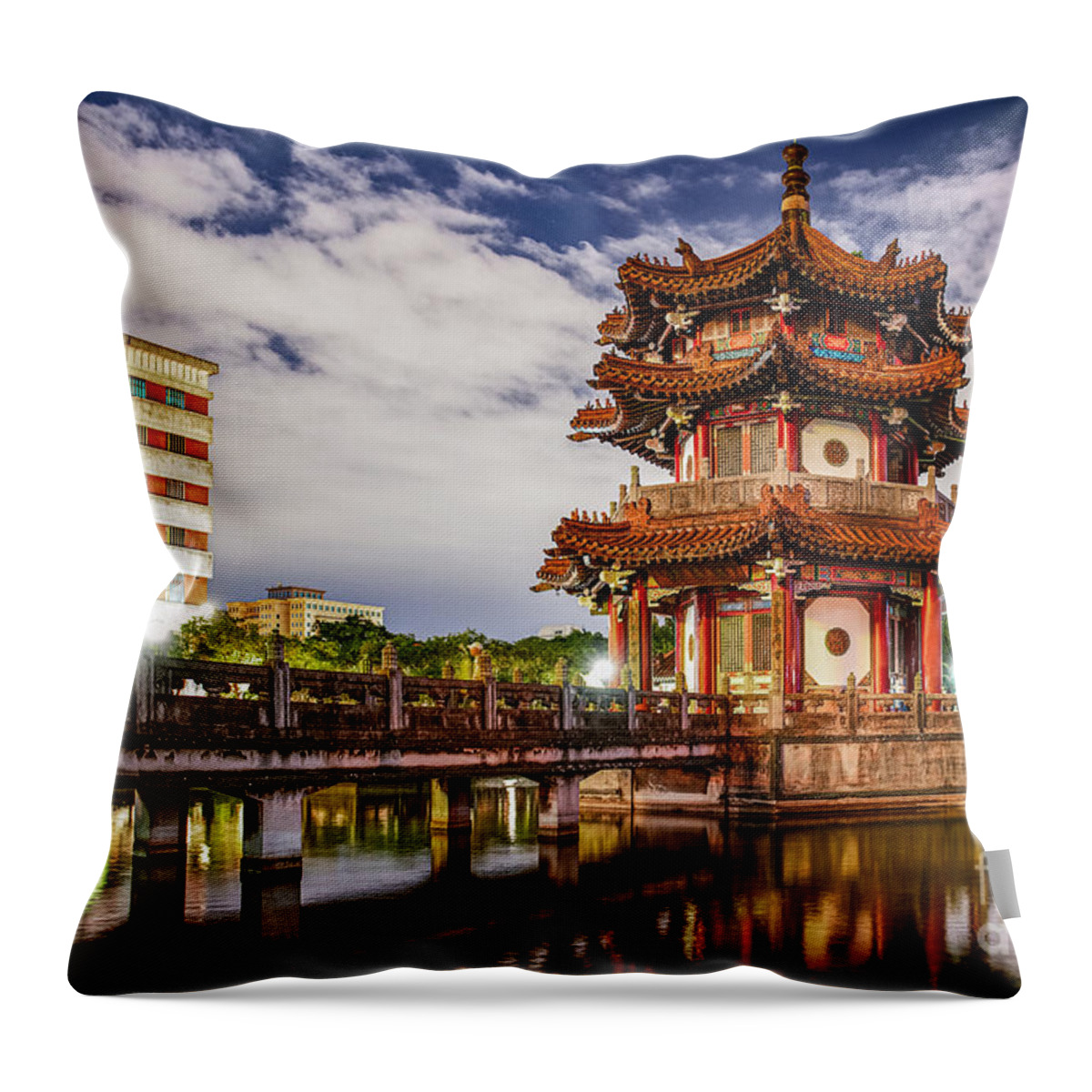 Pagoda Throw Pillow featuring the photograph Pagoda At National Taiwan Museum by Traveler's Pics