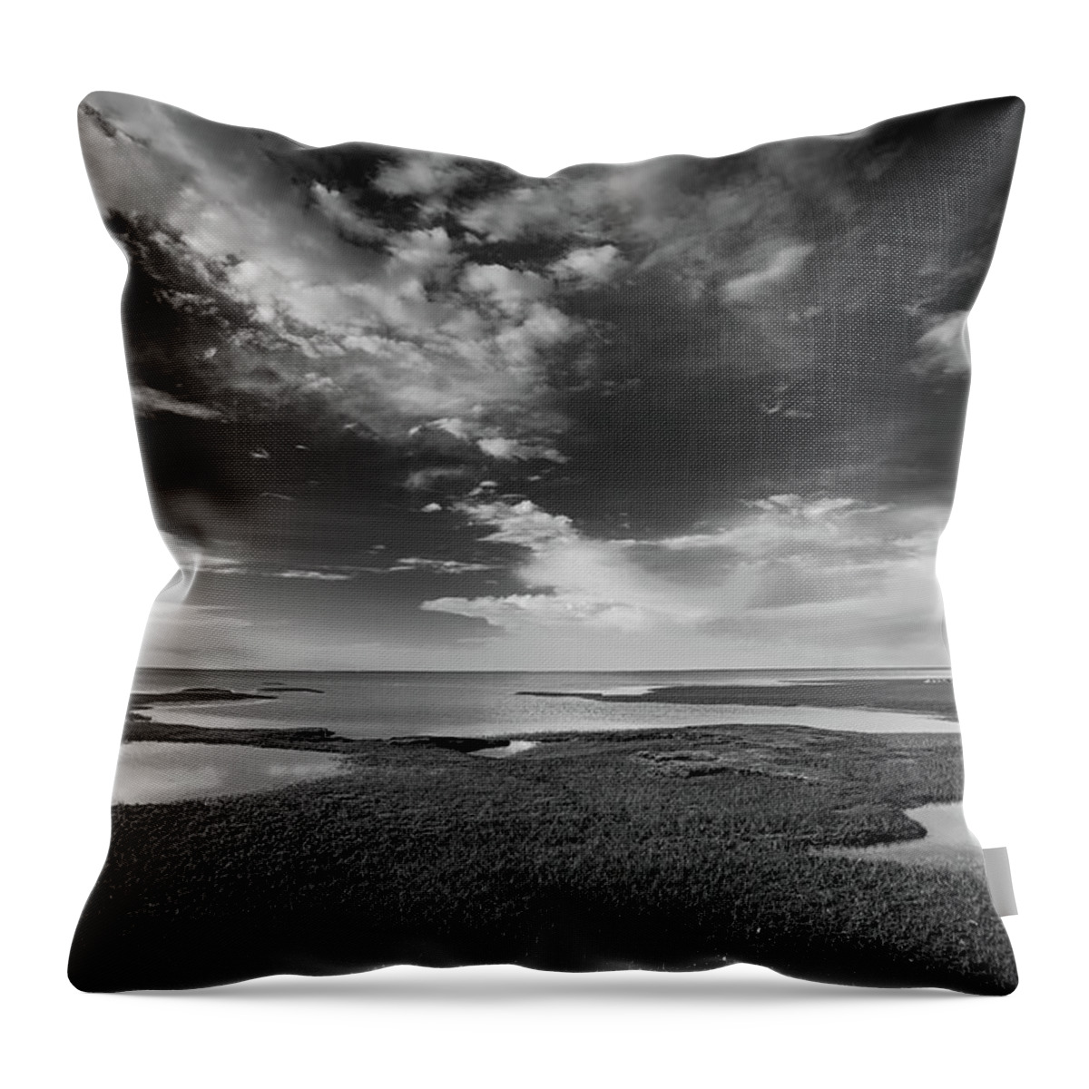 Massachusetts Throw Pillow featuring the photograph Paines Creek Beach Black and White by Rick Berk