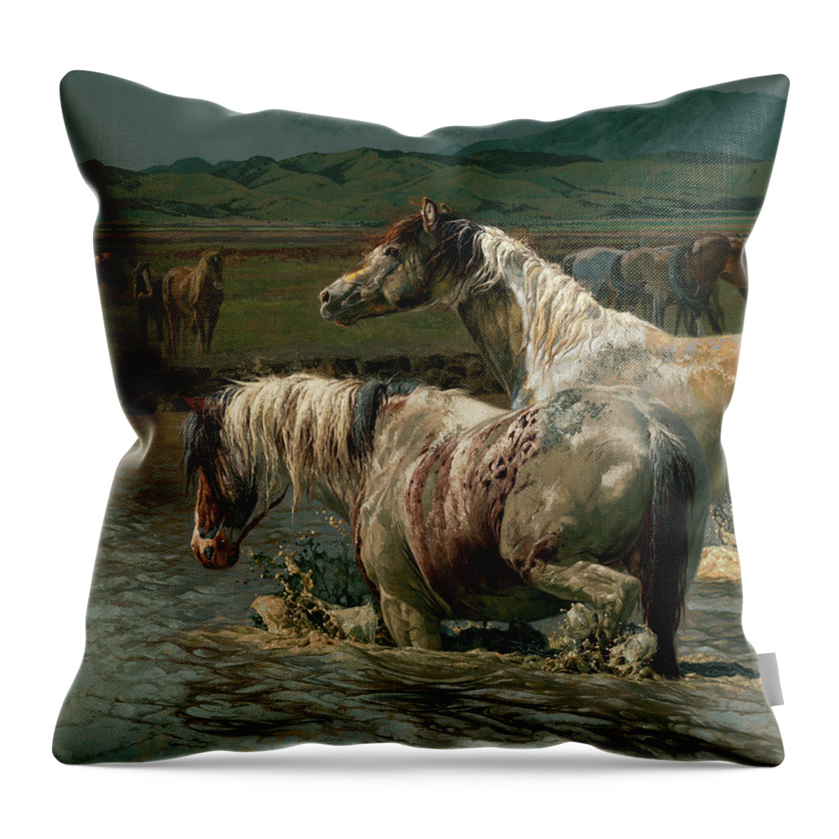 Horse Throw Pillow featuring the painting Paint Splashes by Greg Beecham
