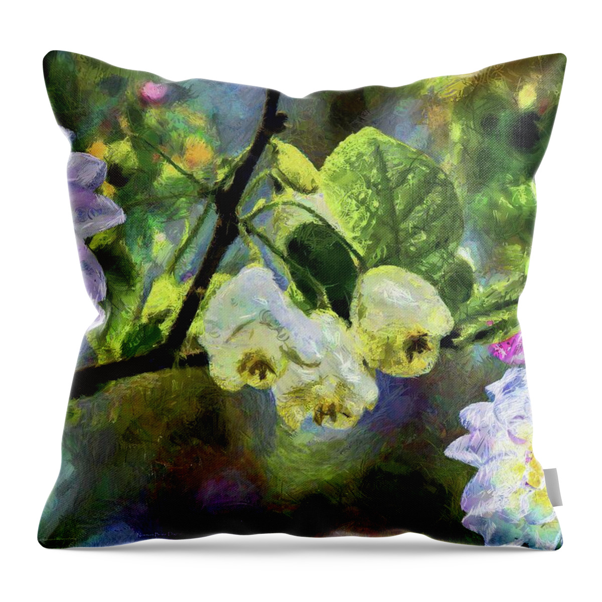 Vibrant Throw Pillow featuring the digital art Painted Flower by Norman Brule
