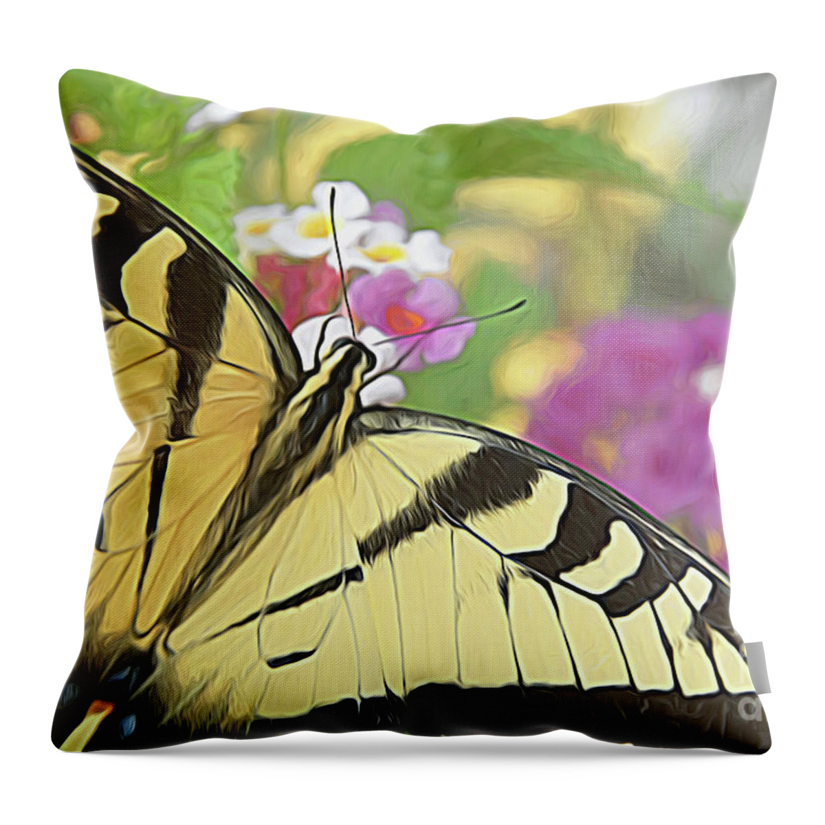 Butterfly Throw Pillow featuring the digital art Painted Swallowtail by Amy Dundon