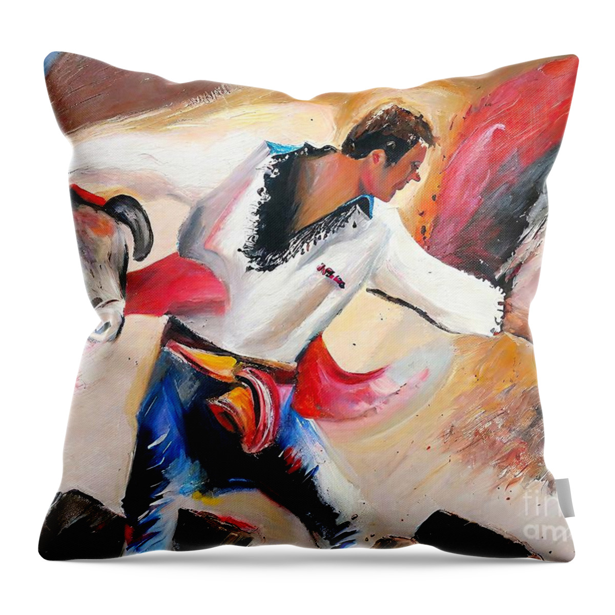 Art Throw Pillow featuring the painting Painting 2010 Toro Acrylics 04 art drawing backgr by N Akkash
