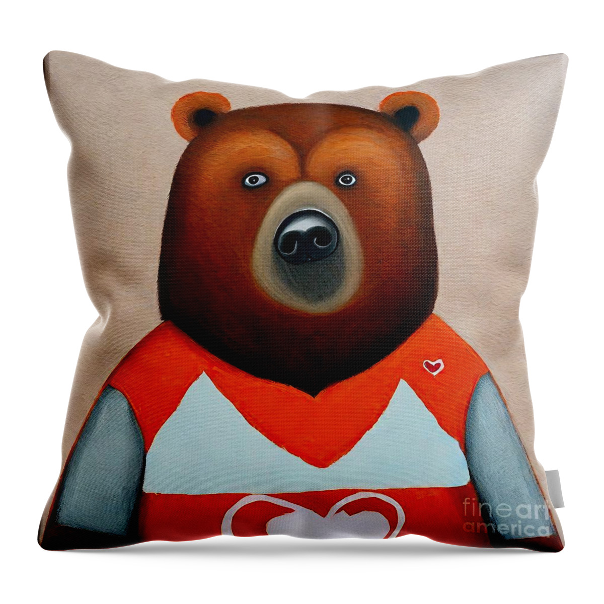 Bear Throw Pillow featuring the painting Painting A Tender Bear bear illustration cute toy by N Akkash