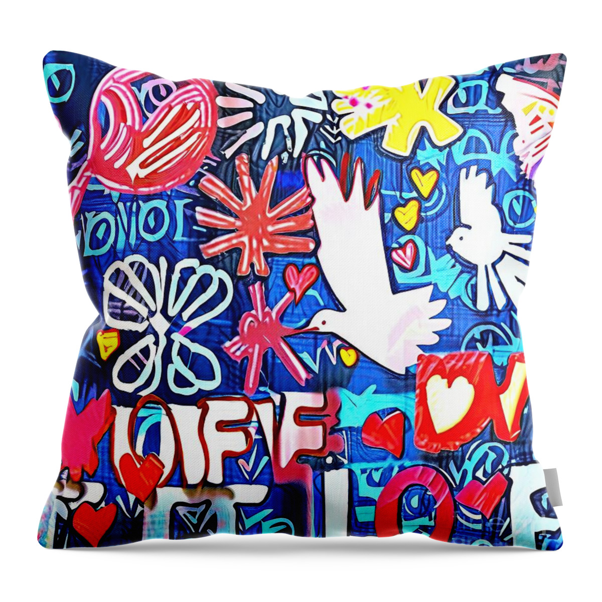 Texture Throw Pillow featuring the painting Painting Fly With Me texture love heart valentine by N Akkash