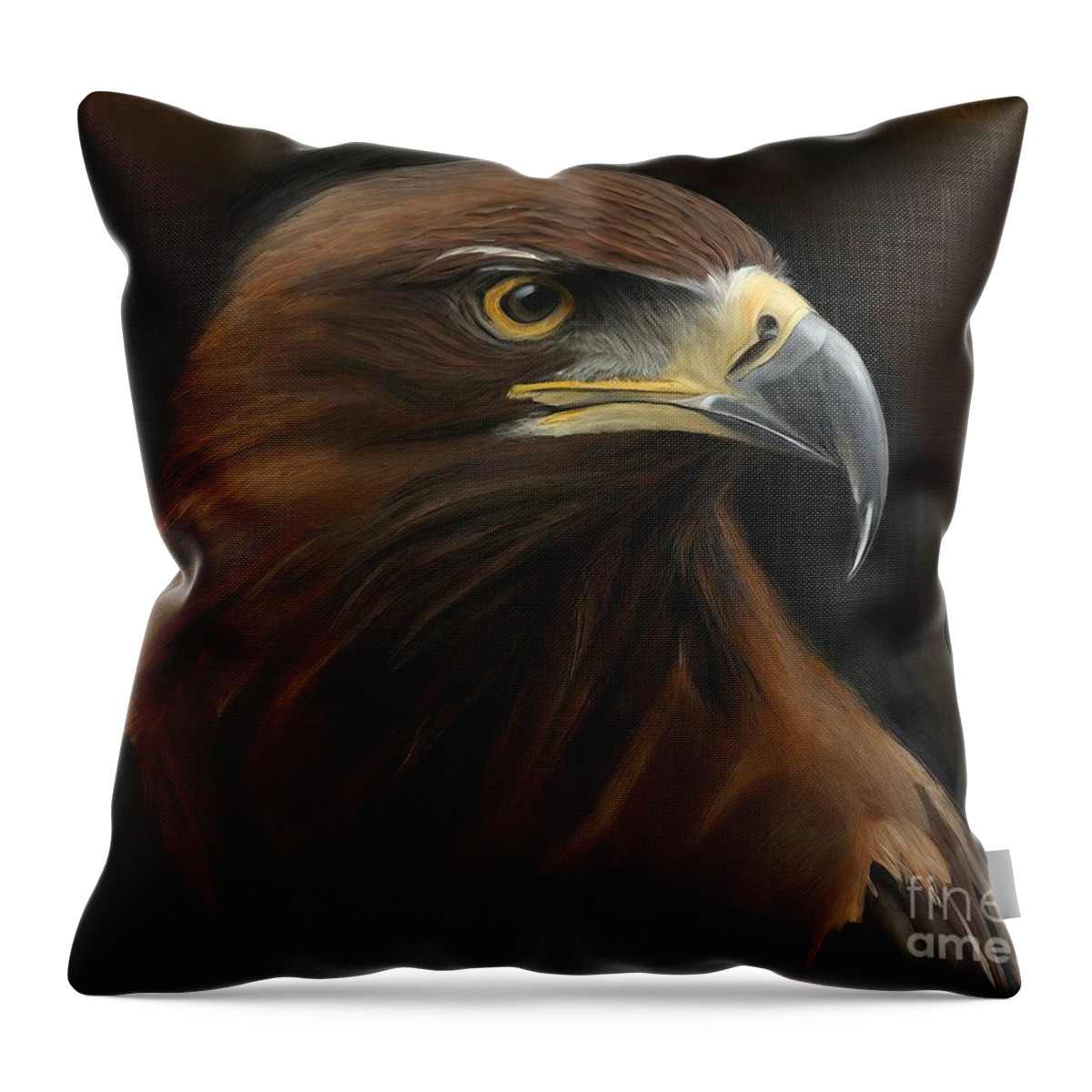 Bird Throw Pillow featuring the painting Painting Golden Eagle bird eagle wildlife animal by N Akkash