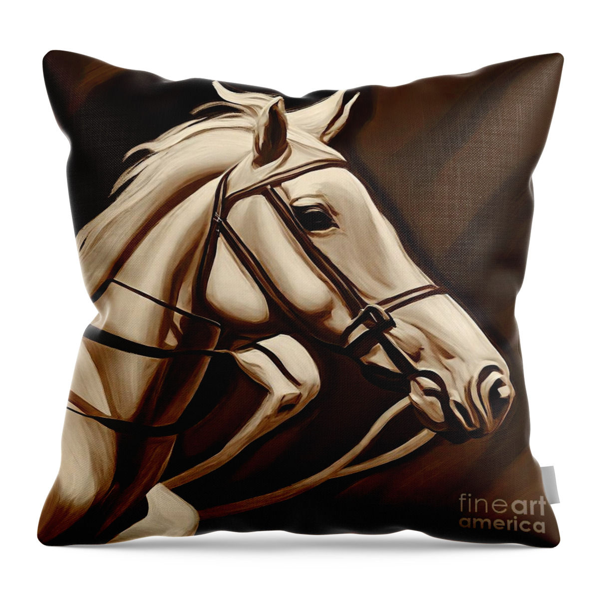 Background Throw Pillow featuring the painting Painting Horse Art 023b background illustration a by N Akkash