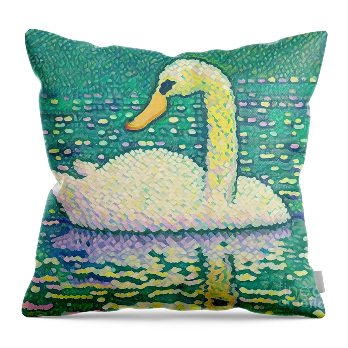 Background Throw Pillow featuring the painting Painting Incredible Swan background bird swan nat by N Akkash