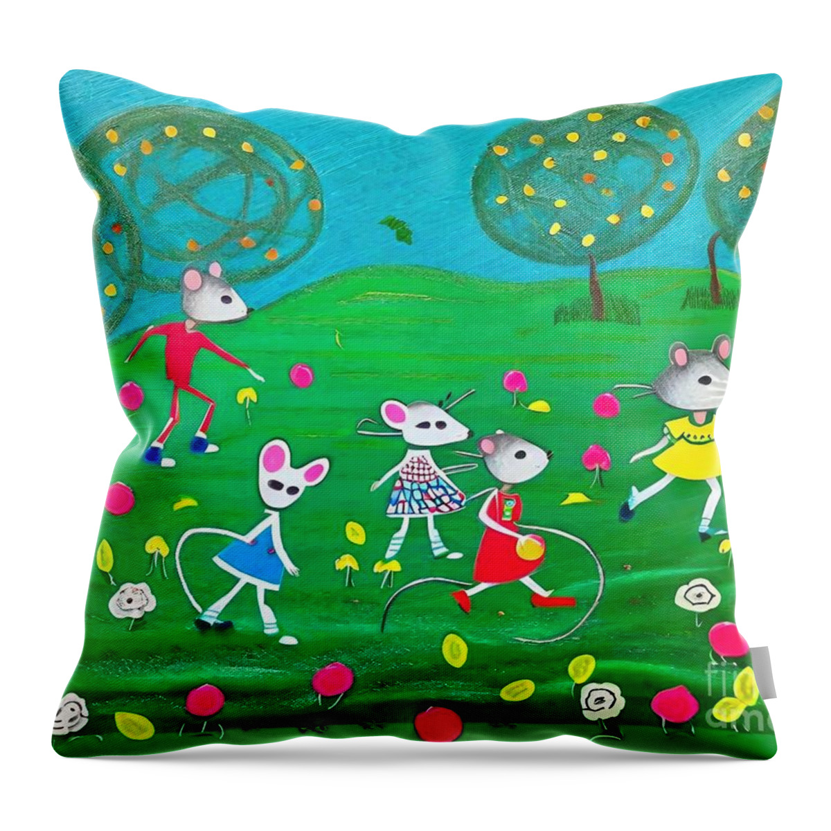 Happy Throw Pillow featuring the painting Painting Let S Have A Fun happy art illustration by N Akkash