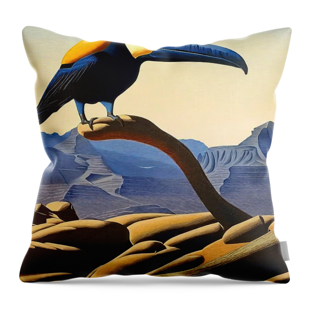 Bird Throw Pillow featuring the painting Painting No Mirage bird tropical nature exotic be by N Akkash