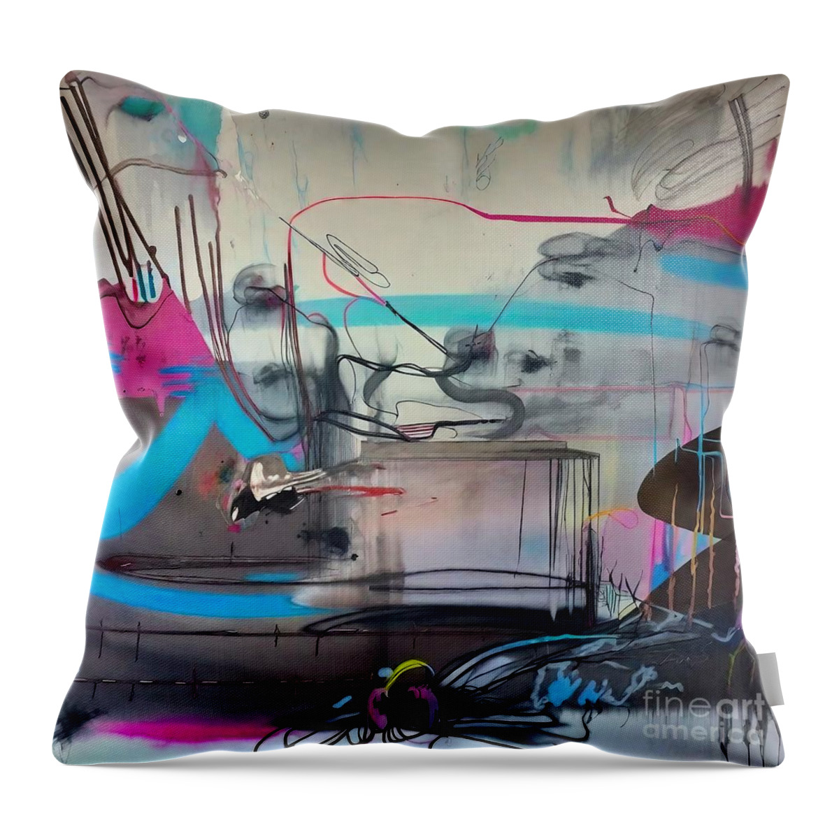 Background Throw Pillow featuring the painting Painting Palagal background paint abstract artist by N Akkash