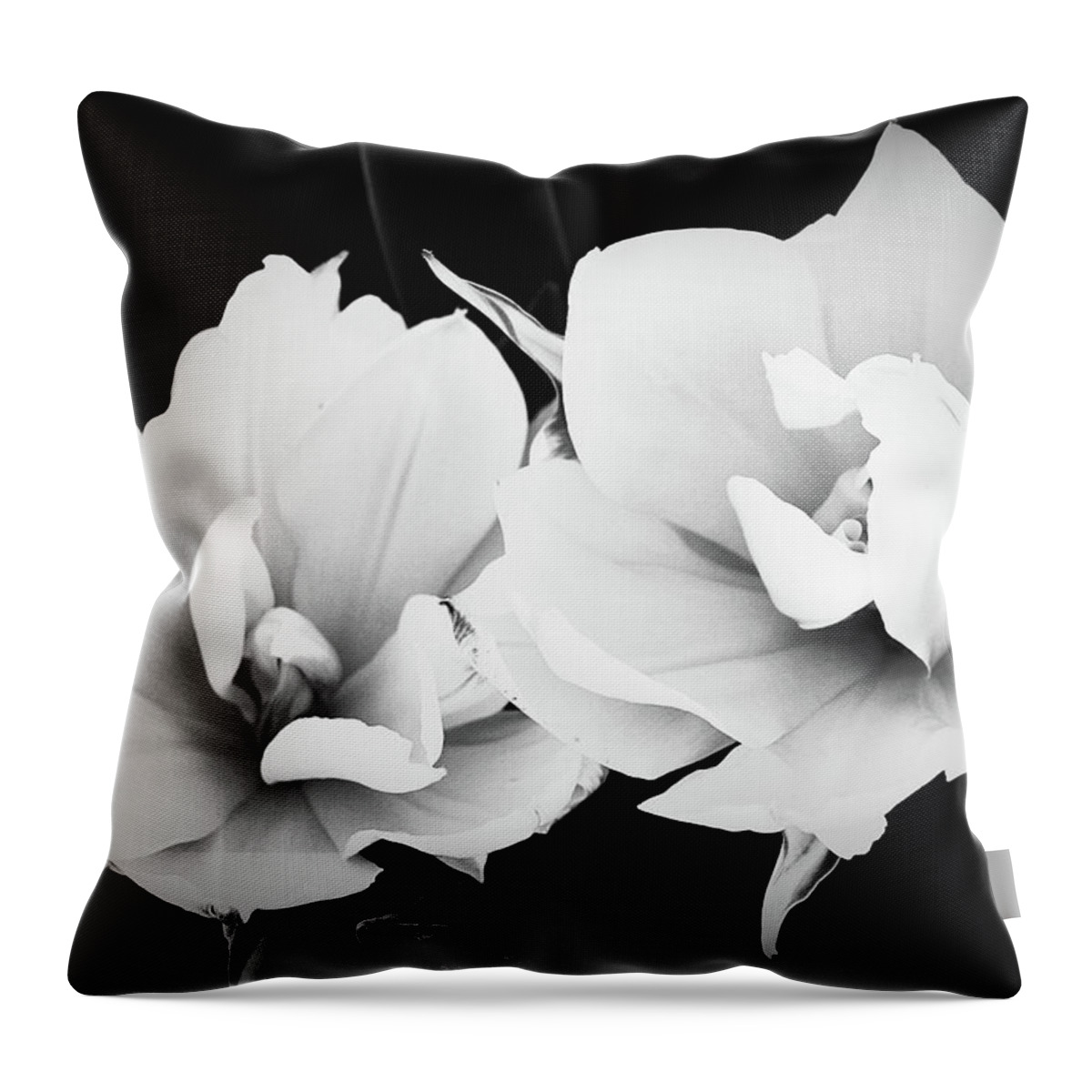 Tulip Throw Pillow featuring the photograph Pair of Tulips in Black and White by Gaby Ethington
