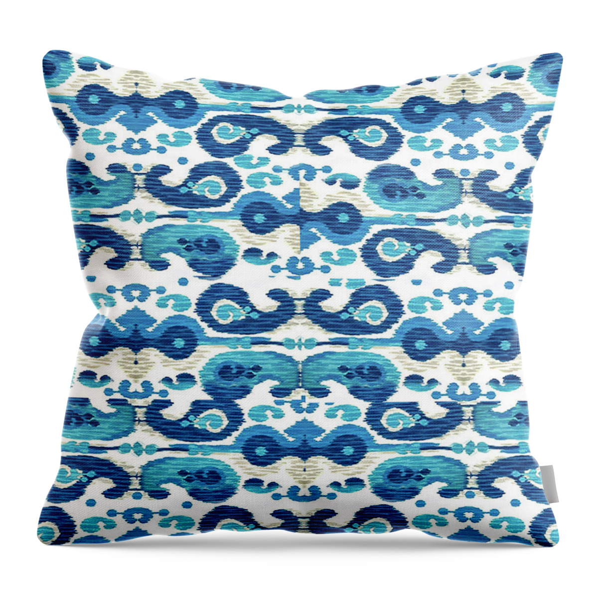 Susan Molnar Throw Pillow featuring the tapestry - textile Paisley Blues 2 by Susan Molnar