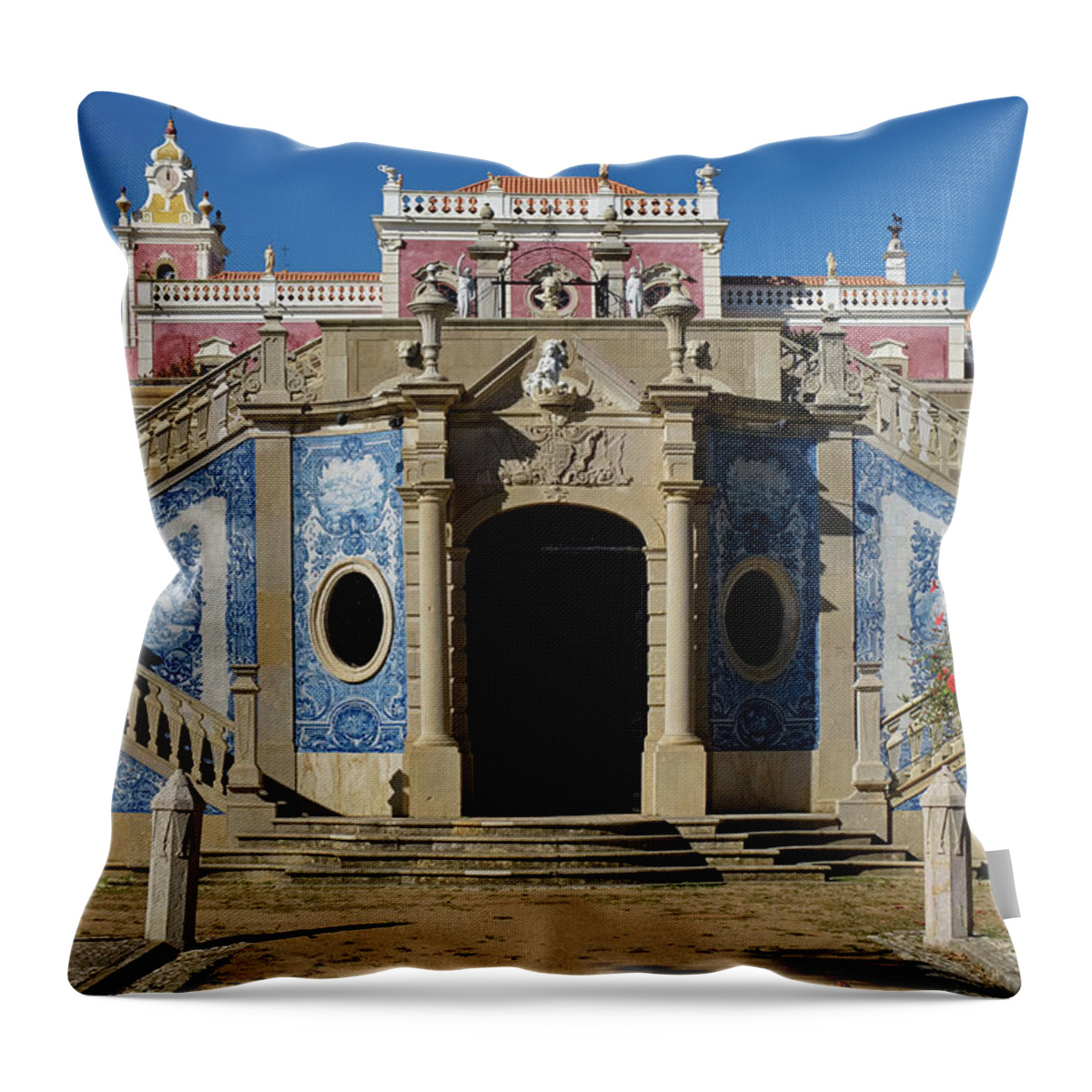 Estoi Palace Throw Pillow featuring the photograph Palacio de Estoi front view by Angelo DeVal